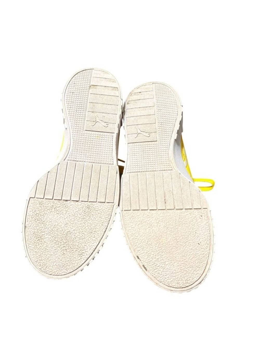 Puma Cali Taping Sneakers 38.5 fits a women 7.5 or kids 6.5 Yellow White - Picture 7 of 9